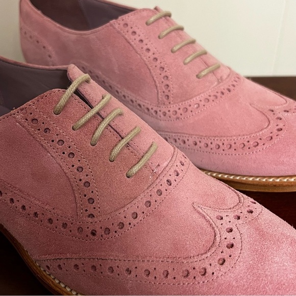 NWOT Barker Freya - Pink Suede Women Oxford  Brogue Shoe - Picture 7 of 15